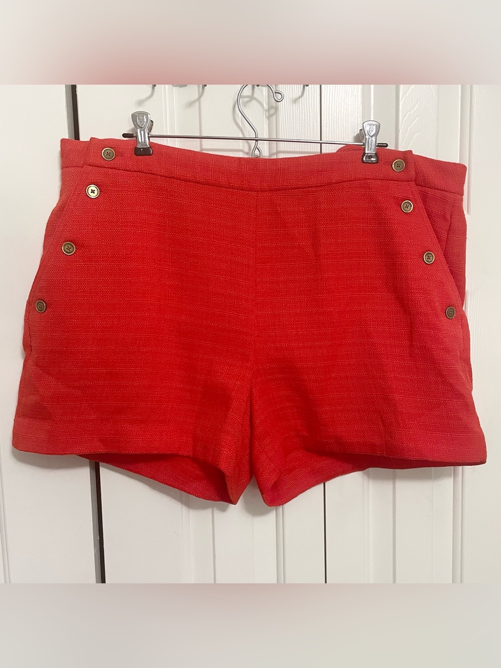 Banana Republic Orange High-Waist Button Detail Shorts